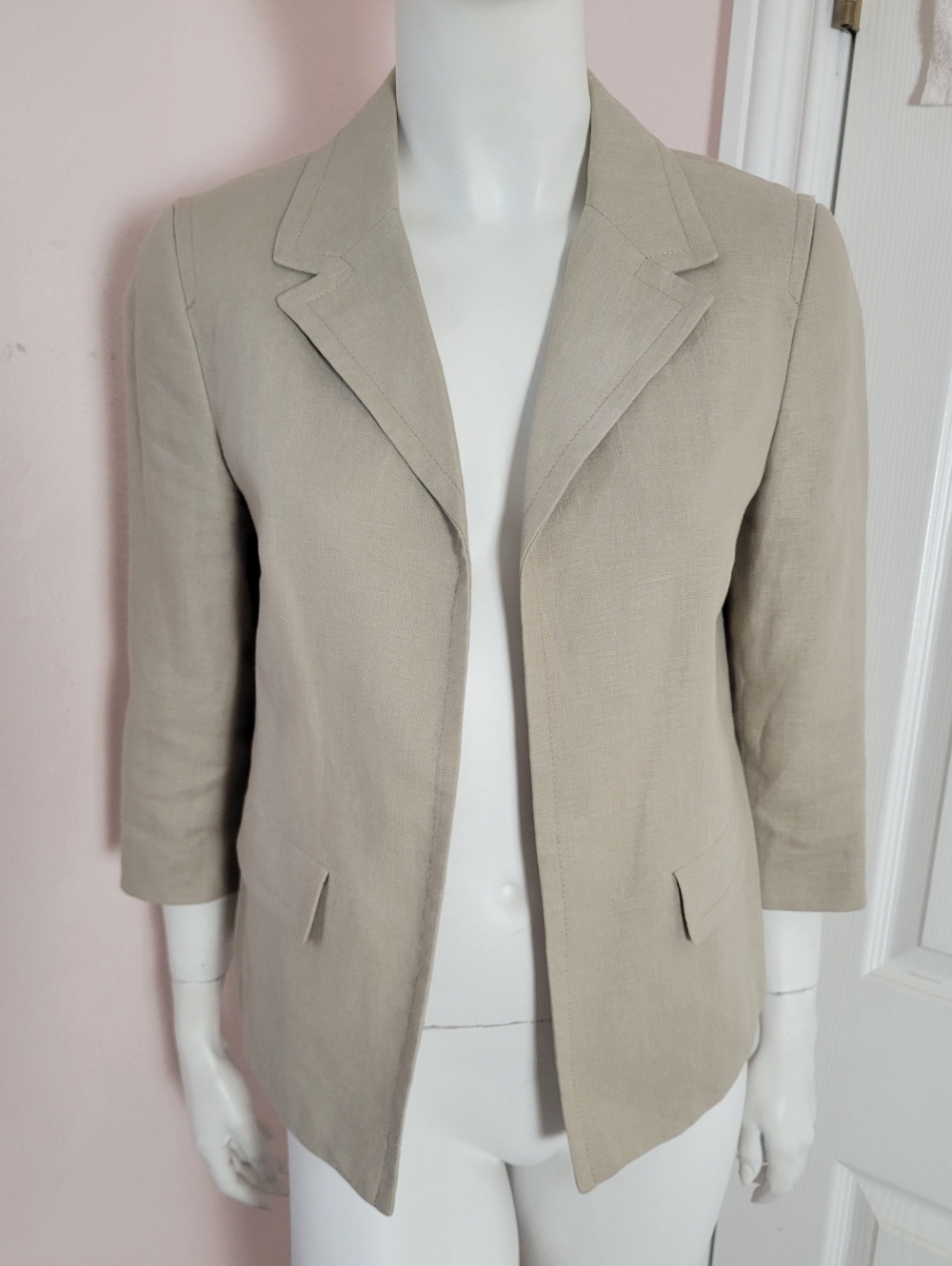Talbots Petites Tan Linen Blazer – Size 12P | Classic Business Casual - Picture 6 of 6